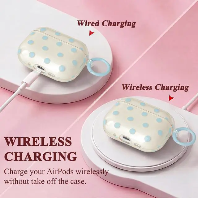 Alt view image 4 of 7 - Cute Polka Dot Case for AirPods Pro 3 with Cleaner Kit | Clear,Shockproof,Full Protective Cover,Soft TPU,Daily,With Keychain,For Women,For Airpods Pro 3rd(2025)