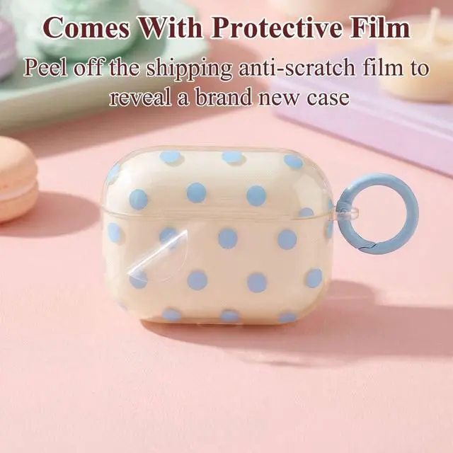 Alt view image 6 of 7 - Cute Polka Dot Case for AirPods Pro 3 with Cleaner Kit | Clear,Shockproof,Full Protective Cover,Soft TPU,Daily,With Keychain,For Women,For Airpods Pro 3rd(2025)