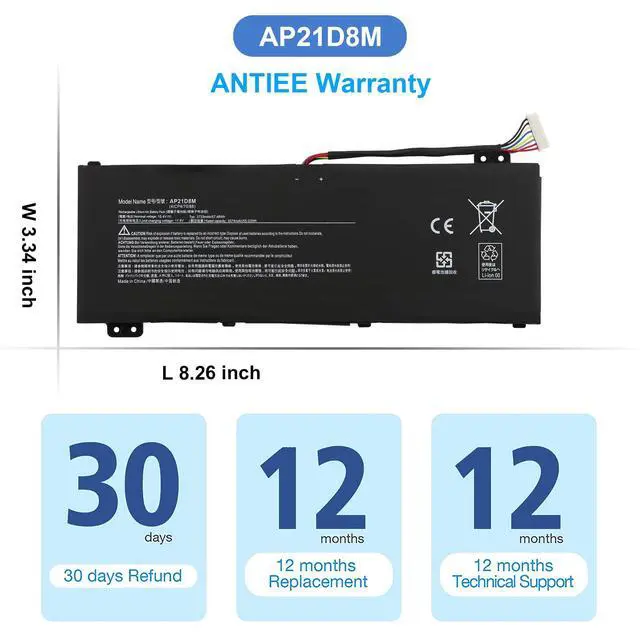 Alt view image 7 of 7 - AP21D8M Laptop Battery Replacement for Acer Nitro 5 AN515-46 AN515-47 | AN515-58 AN515-58-56CL, Nitro 16 AN16-51, Nitro V 15 ANV15-51 Series 15.4V 57.48Wh 3733mAh