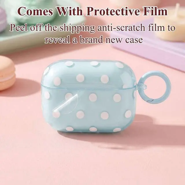 Alt view image 7 of 7 - Cute Polka Dot Case for AirPods Pro 3 with Cleaner Kit | Clear,Shockproof,Full Protective Cover,Soft TPU,Daily,With Keychain,For Women,For Airpods Pro 3rd(2025)