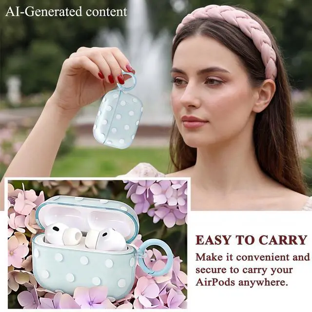Alt view image 6 of 7 - Cute Polka Dot Case for AirPods Pro 3 with Cleaner Kit | Clear,Shockproof,Full Protective Cover,Soft TPU,Daily,With Keychain,For Women,For Airpods Pro 3rd(2025)