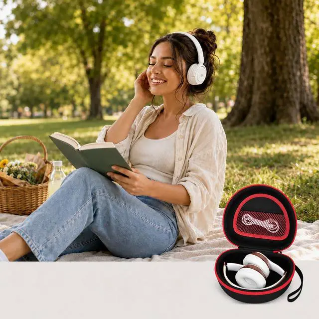 Alt view image 6 of 6 - Headphone Case for Picun B8 P26/ for Beats Solo 4, Studio Pro, Solo3, Studio3 On-Ear Headphones More Foldable Bluetooth Wireless Headset (Extra Large) - Black
