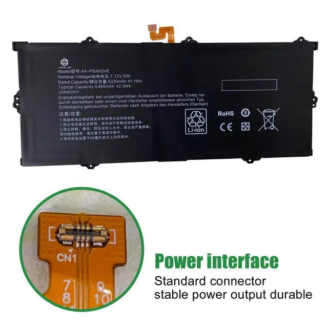 Alt view image 3 of 6 - AA-PBAN2HE Laptop Battery Replacement for Samsung Galaxy Book Go 340XDA NP340XLA Series Notebook Black 7.72V 42.3Wh 5480mAh