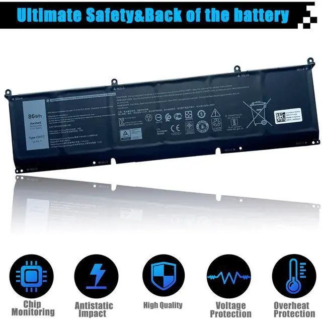 Alt view image 4 of 7 - 69KF2 Battery Replacement for Dell G7 15 7500 G15 5510 5511 5515 5520 5521 XPS 15 9500 9510 9520 Precision 5550 5560 5570 Alienware M15 R3 R4 M17 R3 R4 Inspiron 7510 7610 7620 P87F P91F 86Wh 7167mAh