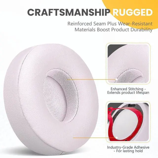 Alt view image 3 of 7 - Replacement Ear Pads for Beats Solo 4 Wireless Headphones-Cloud Pink | Soft Protein Leather Memory Foam Ear Cushions with Strong Adhesive Backing, Comfortable Fit for Long Listening Sessions