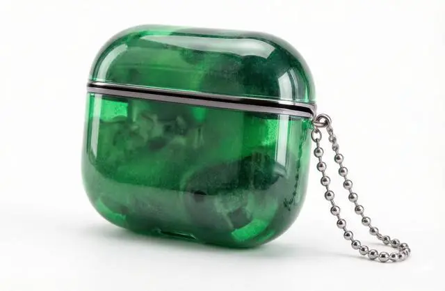 Main image of for AirPods 4 Case Quicksand Liquid Glow Sand Case Luxury Glow in The Darkness Noctiluncent Liquid Luminous Protective Cover with Keychain for Men and Women, Black Green