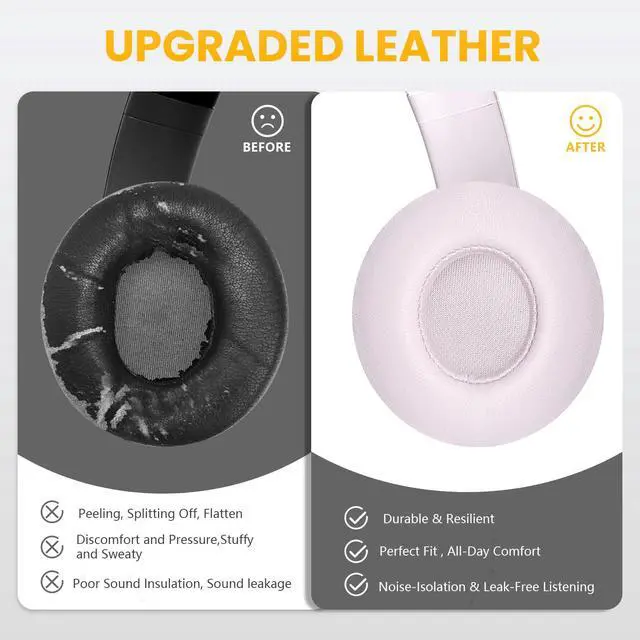 Alt view image 5 of 7 - Replacement Ear Pads for Beats Solo 4 Wireless Headphones-Cloud Pink | Soft Protein Leather Memory Foam Ear Cushions with Strong Adhesive Backing, Comfortable Fit for Long Listening Sessions