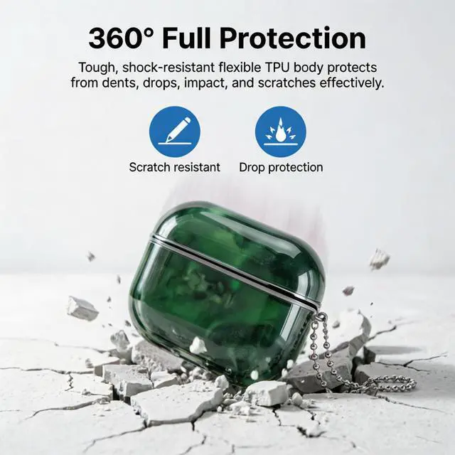Alt view image 2 of 6 - for AirPods 4 Case Quicksand Liquid Glow Sand Case Luxury Glow in The Darkness Noctiluncent Liquid Luminous Protective Cover with Keychain for Men and Women, Black Green