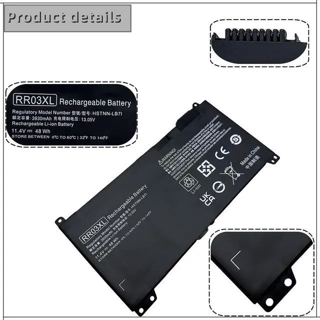 Alt view image 6 of 7 - RR03XL Laptop Battery Compatable with Hp ProBook 430 440 450 455 470 G4, 440 450 470 G5, MT20 Series HSTNN-PB6W HSTNN-LB7I HSTNN-LB71 851477-421 851477-541 851610-850 851610-855 11.4V 48Wh