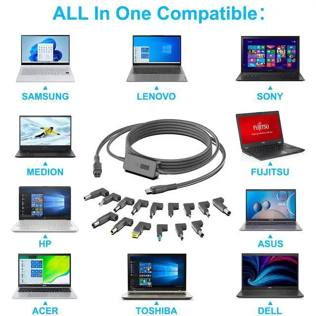 Alt view image 7 of 7 - 7Ft USB C to DC Adapter with Adjustable Output 5V-9V-12V-15V-20V-28V PD Fast Charging Cable Universal Charger 15PCS Connecor Tips DC Cable Kit Fit for Laptop Chromebook Phone Speaker USB Hub