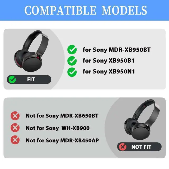 Alt view image 2 of 7 - Earpads for Sony MDR-XB950BT XB950B1 XB950N1 XB950AP Headphones | Extra Durable Ear CushionsReplacement Ear pads with Breath Mesh & Memory Foam,Comfortable and Breathable (Blue)