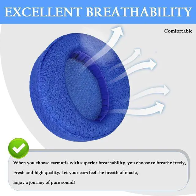 Alt view image 5 of 7 - Earpads for Sony MDR-XB950BT XB950B1 XB950N1 XB950AP Headphones | Extra Durable Ear CushionsReplacement Ear pads with Breath Mesh & Memory Foam,Comfortable and Breathable (Blue)