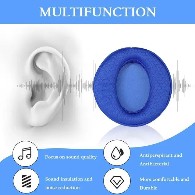 Alt view image 4 of 7 - Earpads for Sony MDR-XB950BT XB950B1 XB950N1 XB950AP Headphones | Extra Durable Ear CushionsReplacement Ear pads with Breath Mesh & Memory Foam,Comfortable and Breathable (Blue)