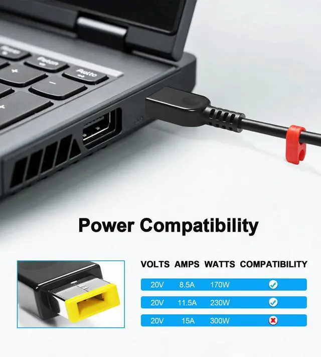 Alt view image 3 of 7 - 230W Laptop Charger Compatible with Lenovo Legion Slim 5 7 5P C7 S7 Y540 Y545 Y740 Y730 Y920 R720 Y7000 Ideapad Y900 Y910 Thinkpad P1 P73 P72 P71 P70 P53 P52 P51 P17 P16 P15 ADL230NLC3A Power Adapter