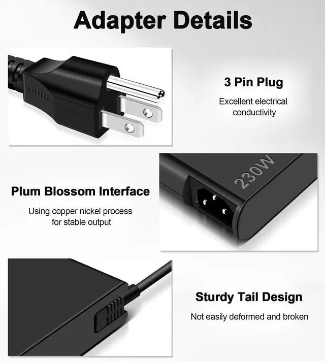 Alt view image 6 of 7 - 230W Laptop Charger Compatible with Lenovo Legion Slim 5 7 5P C7 S7 Y540 Y545 Y740 Y730 Y920 R720 Y7000 Ideapad Y900 Y910 Thinkpad P1 P73 P72 P71 P70 P53 P52 P51 P17 P16 P15 ADL230NLC3A Power Adapter