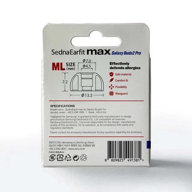 Alt view image 4 of 7 - SednaEarfit MAX for Galaxy Buds 2 Pro (ML), Earbud Tips for Wireless Headphones, Noise Canceling Earbuds Replacement Tips, Samsung-Certified Eartips for Galaxy Buds 2 Pro