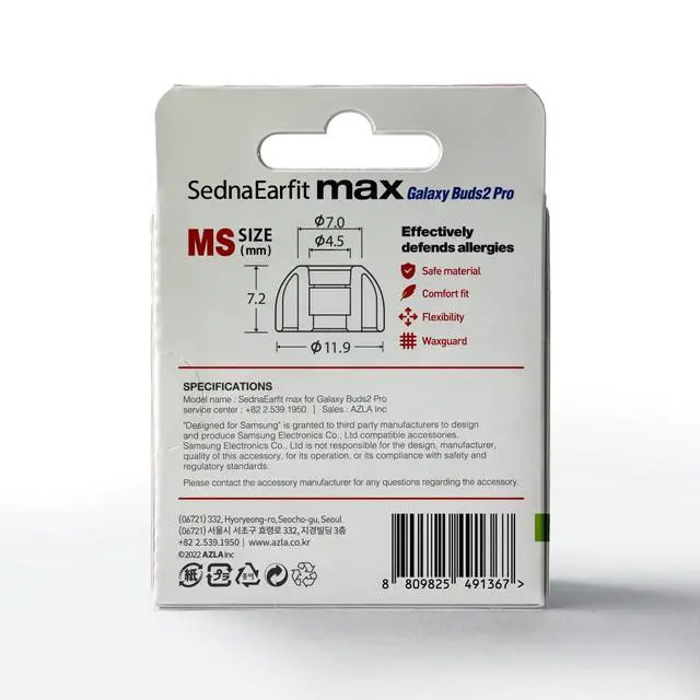 Alt view image 4 of 7 - SednaEarfit MAX for Galaxy Buds 2 Pro (MS), Earbud Tips for Wireless Headphones, Noise Canceling Earbuds Replacement Tips, Samsung-Certified Eartips for Galaxy Buds 2 Pro