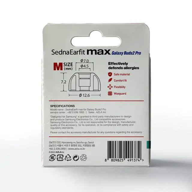 Alt view image 4 of 7 - SednaEarfit MAX for Galaxy Buds2 Pro, 2 Pairs (Size M), Medical Silicon from Korea, Tapered Eartip Structure, Compatible with Buds2 Pro Charging Case