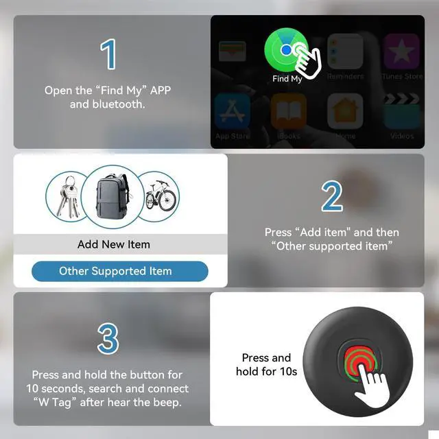 Alt view image 6 of 7 - Air Tracker Tags-4Pack Works with Apple Find My APP | IP68 Waterproof Smart Tag Tracker,Key Finder for Car,Backpack,Wallet,motorcycles (iOS Only)