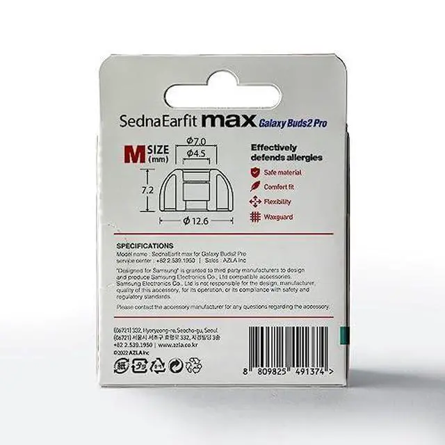 Alt view image 6 of 7 - SednaEarfit MAX for Galaxy Buds2 Pro, 2 Pairs (Size M), Medical Silicon from Korea, Tapered Eartip Structure, Compatible with Buds2 Pro Charging Case