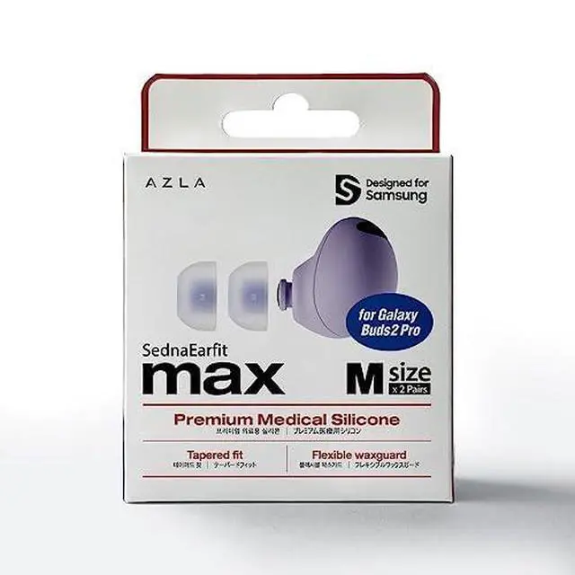 Alt view image 5 of 7 - SednaEarfit MAX for Galaxy Buds2 Pro, 2 Pairs (Size M), Medical Silicon from Korea, Tapered Eartip Structure, Compatible with Buds2 Pro Charging Case