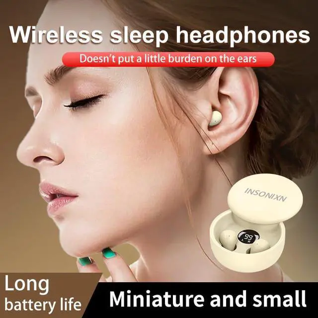 Alt view image 2 of 6 - SK26 Sleep Earbuds for Sleeping Invisible Headset,Wireless Bluetooth Earphone,Smallest Tiny Earbuds Hidden Headphones Small Ears Sleep Buds(Khaki)