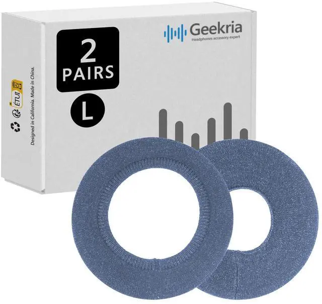 Main image of 2 Pairs Knit Headphones Ear Covers - Product Safety Certified - Washable & Stretchable Earcup Protectors for Large Over-Ear Headsets, Sweat Pads for Gaming (Size L/Blue)