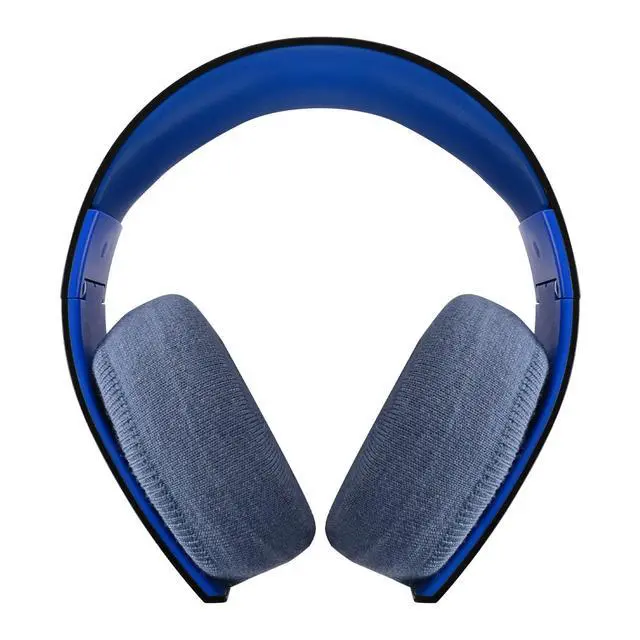 Alt view image 5 of 6 - 2 Pairs Knit Headphones Ear Covers - Product Safety Certified - Washable & Stretchable Earcup Protectors for Large Over-Ear Headsets, Sweat Pads for Gaming (Size L/Blue)