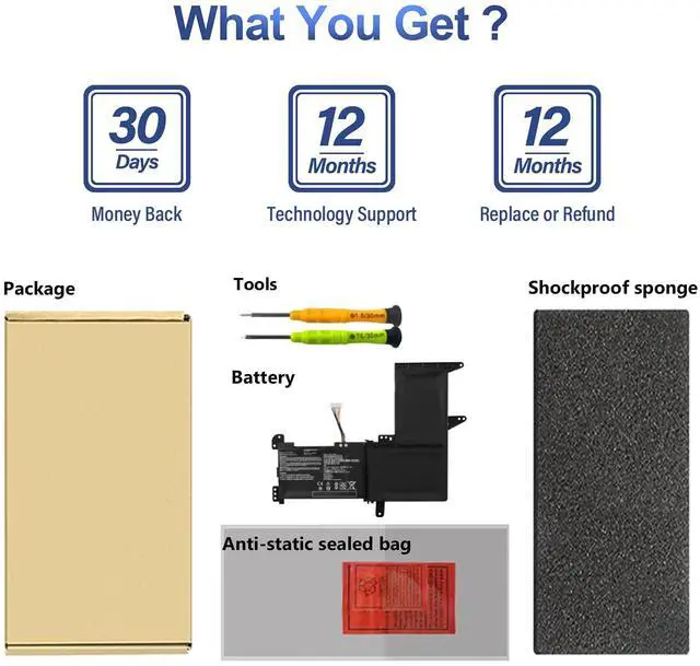 Alt view image 6 of 7 - B31N1637 C31N1637 Laptop Battery for ASUS VivoBook X510 S15 S510U F510 | X510U X510UQ X510UA X510UAR X510UF S15 S510UF S510UQ S510UN S510UR S510UA F510U F510UA F510UQ F510QA