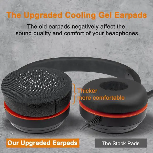 Alt view image 4 of 6 - Cooling Gel Replacement Ear Cushions for Jabra Evolve 65(65UC/65MS), 20(20SE/20UC/20MS), 30(US/II), 40(UC/MS) Headsets - Black