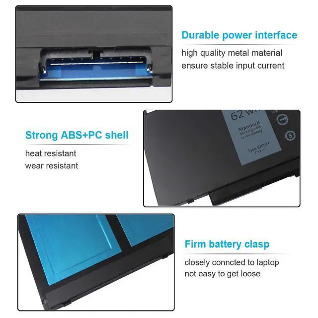 Alt view image 2 of 6 - 7.6V 62Wh 6MT4T Battery Compatible with Dell Latitude E5470 E5570 Precision 3510 Series 7V69Y TXF9M 79VRK 07V69Y 079VRK 0TXF9M 0HK6DV