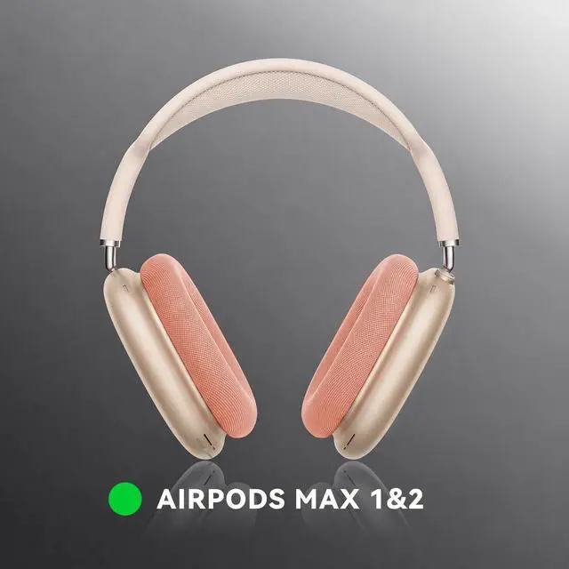 Alt view image 2 of 7 - Ear Cushions Earpads for AirPods Max 1 & 2, Orange | Upgraded Super Magnetic Snap, Mesh Fabric, Simple Quick Install, Noise Isolation, Enhanced Durability, Ergonomic, Acoustic Ac