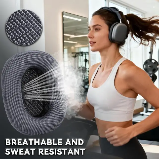 Alt view image 5 of 7 - Ear Cushions Earpads for AirPods Max 1 & 2,Midnight Black | Upgraded Super Magnetic Snap, Mesh Fabric, Simple Quick Install, Noise Isolation, Enhanced Durability, Ergonomic, Acoustic Ac