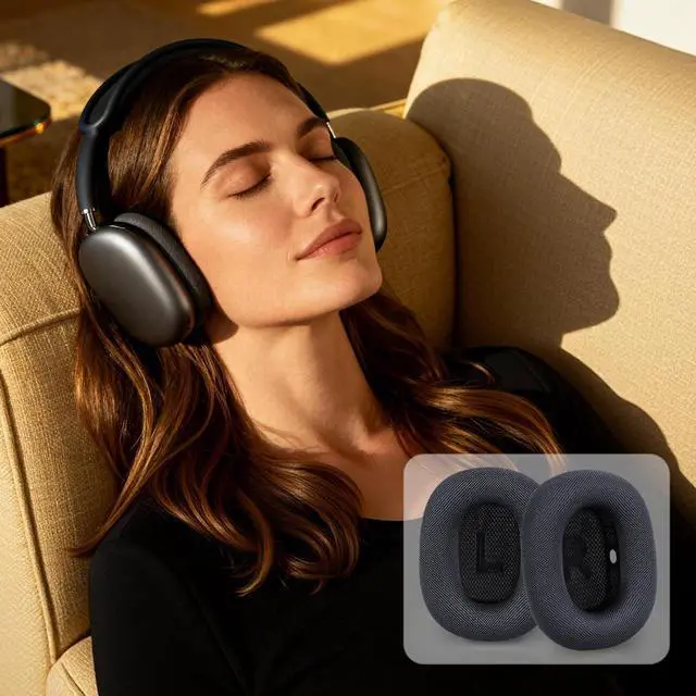 Alt view image 7 of 7 - Ear Cushions Earpads for AirPods Max 1 & 2,Midnight Black | Upgraded Super Magnetic Snap, Mesh Fabric, Simple Quick Install, Noise Isolation, Enhanced Durability, Ergonomic, Acoustic Ac