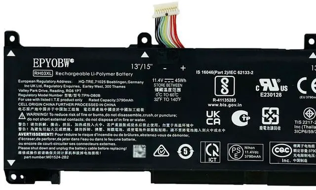 Alt view image 3 of 6 - RH03XL Laptop Battery 45Wh HSTNN-OB1T HSTNN-DB0B HSTNN-IB9P | Compatible with HP ProBook 430 440 445 450 455 630 640 650 G8 G9 / EliteBook 630 640 645 650 655 830 G10 Series HSTNN-IB9Q