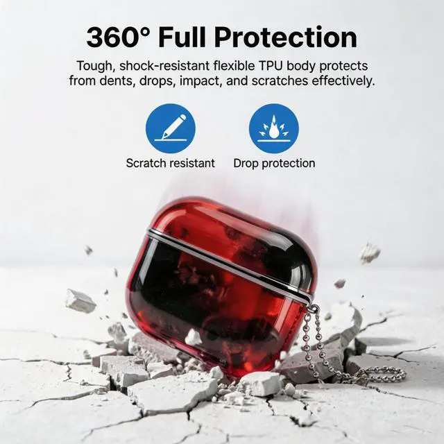 Alt view image 3 of 6 - for AirPods Pro 3 Case Quicksand Liquid Glow Sand Case Luxury Glow in The Darkness Noctiluncent Liquid Luminous Protective Cover with Keychain for Men and Women, Black Red