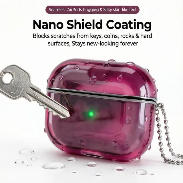 Alt view image 4 of 6 - for AirPods Pro 3 Case Quicksand Liquid Glow Sand Case Luxury Glow in The Darkness Noctiluncent Liquid Luminous Protective Cover with Keychain for Men and Women, Black Purple