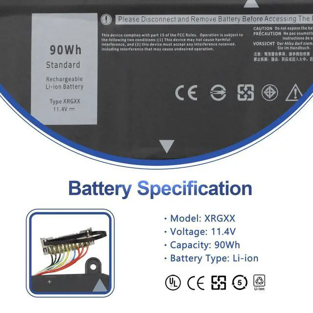 Alt view image 2 of 7 - 86Wh XRGXX Laptop Battery for Dell G5/G7 & Alienware M15/M17 Series | 5590,7590,7790,M15 R1 2019,M17 R1 2019, P37E/P37E001, P40E/P40E001, P79F/P79F001 P82F,JJPFK,0JJPFK,8622M,08622M,6YV0V,1F22N