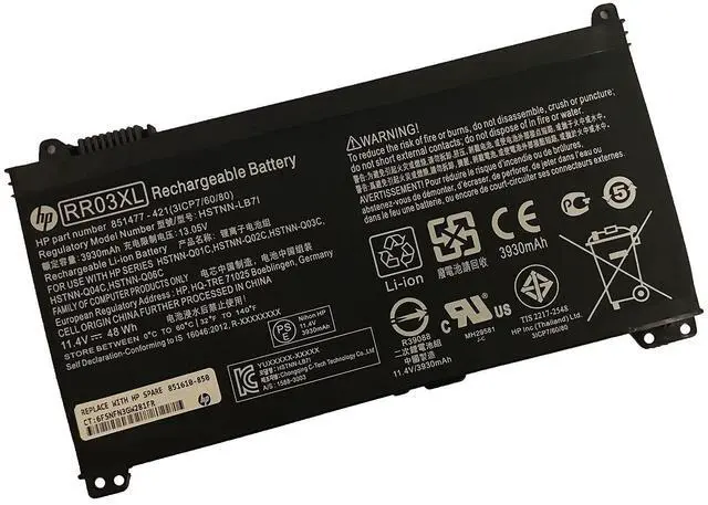 Main image of HP RR03XL 11.4V 48Wh Notebook Battery For ProBook 430 G4,440 G4,450 G4,455 G4,470 G4,430 G5,440 G5,450 G5,455 G5,470 G5,HP MT20,MT21 Mobile Thin Client series P/N:HSTNN-PB6W HSTNN-LB7I HSTNN-UB7C
