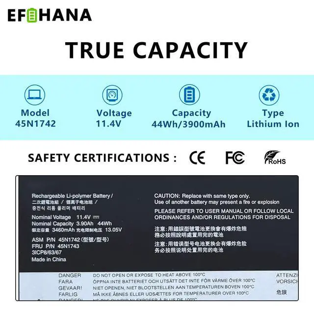 Alt view image 2 of 6 - 45N1742 45N1740 45N1741 45N1743 00NY639 Laptop Battery Replacement for Lenovo ThinkPad T550 T550s T560 W550 W550s P50S Type 20CK 20CJ 20FH 20FJ 20E2 Series SB10K12721 3ICP/7/61/70 3ICP7/62/66