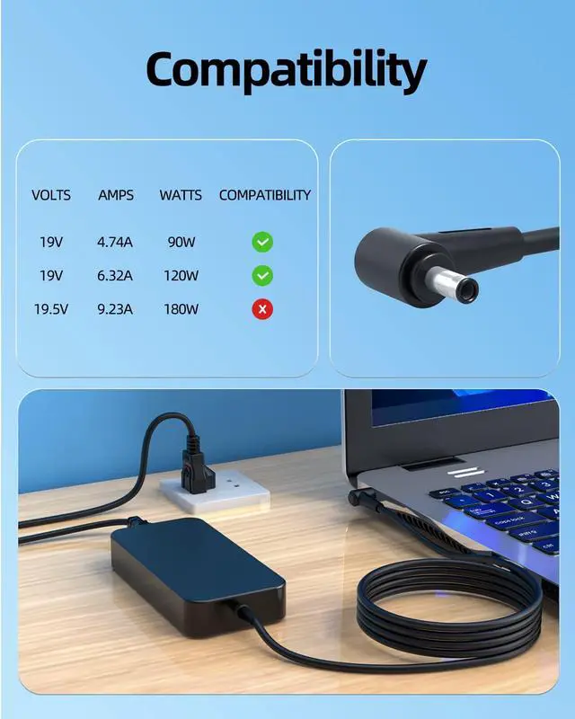 Alt view image 3 of 7 - 120W AC Charger Fit for Asus Zenbook Pro UX501 UX501V UX501VW UX501J UX501JW UX501VW-DS71T UX501VW-US71T UX501VW-XS74T UX501JW-DH71T Gaming Laptop Power Supply Adapter Cord