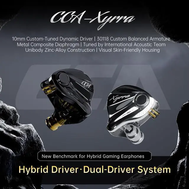 Alt view image 2 of 7 - Xyrra Dual Driver in-Ear Monitor Headphones,1DD+1BD HiFi IEM Earphones,Wired Gaming Earbuds for Gamers Musicians