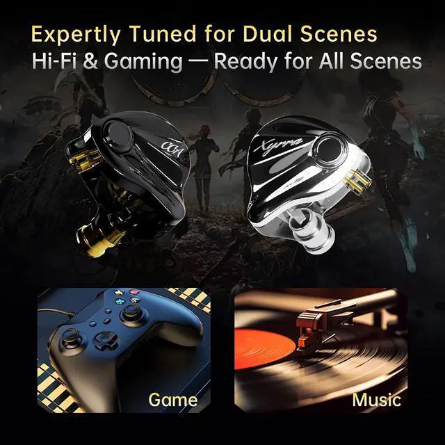 Alt view image 4 of 7 - Xyrra Dual Driver in-Ear Monitor Headphones,1DD+1BD HiFi IEM Earphones,Wired Gaming Earbuds for Gamers Musicians
