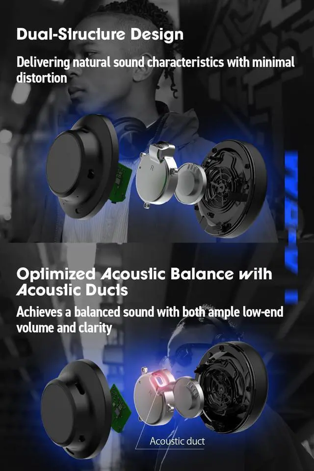 Alt view image 5 of 6 - WA-V1 High-Resolution Wireless Headphones with Adaptive Hybrid Noise Cancelling | Up to 120 Hours Playback | Superior Sound Quality and Comfort | Foldable Design (White)