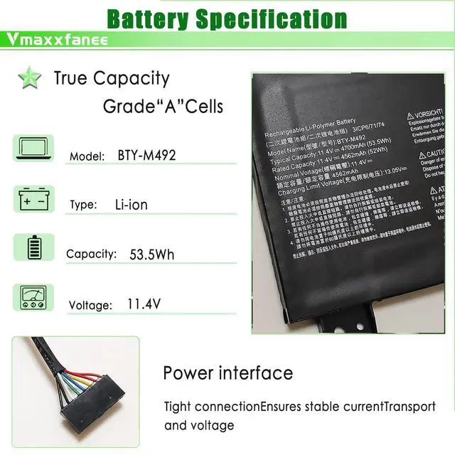 Alt view image 2 of 7 - BTY-M492 Laptop Battery Replacement for MSI Katana GF66 12UX Pulse GL66 GL76 12UX GL66 11UEK-016AU 11UDK-216TH GL76 11UEK 11UCK-007BE 11UDK-022TW 11UEK-038XES Sword 15 A11UE