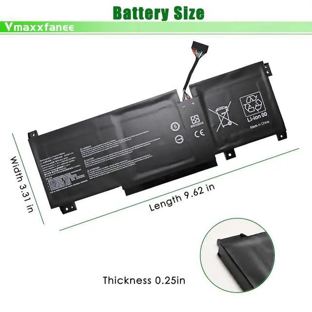 Alt view image 6 of 7 - BTY-M492 Laptop Battery Replacement for MSI Katana GF66 12UX Pulse GL66 GL76 12UX GL66 11UEK-016AU 11UDK-216TH GL76 11UEK 11UCK-007BE 11UDK-022TW 11UEK-038XES Sword 15 A11UE