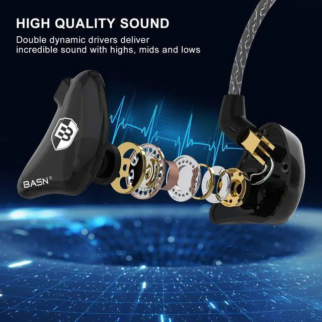 Alt view image 2 of 6 - Bsinger BC100 in Ear Monitor Headphones Universal Fit Noise Isolating IEM Earphones for Musicians Singers Studio Audiophiles (Black)