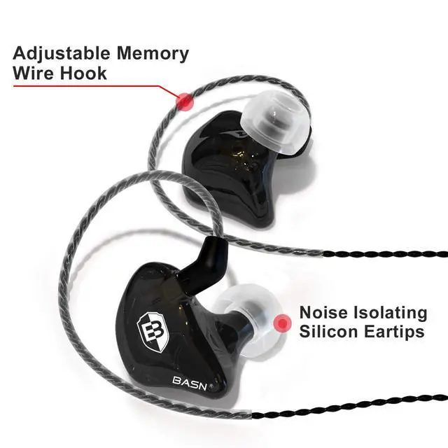 Alt view image 5 of 6 - Bsinger BC100 in Ear Monitor Headphones Universal Fit Noise Isolating IEM Earphones for Musicians Singers Studio Audiophiles (Black)