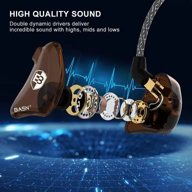 Alt view image 2 of 6 - Bsinger BC100 in Ear Monitor Headphones,Brown | Universal Fit Noise Isolating IEM Earphones for Musicians Singers Studio Audiophiles