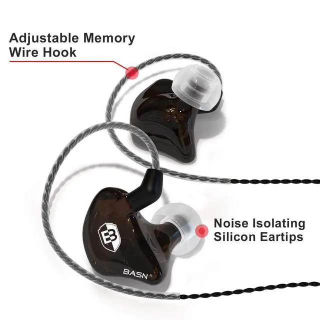 Alt view image 5 of 6 - Bsinger BC100 in Ear Monitor Headphones,Brown | Universal Fit Noise Isolating IEM Earphones for Musicians Singers Studio Audiophiles